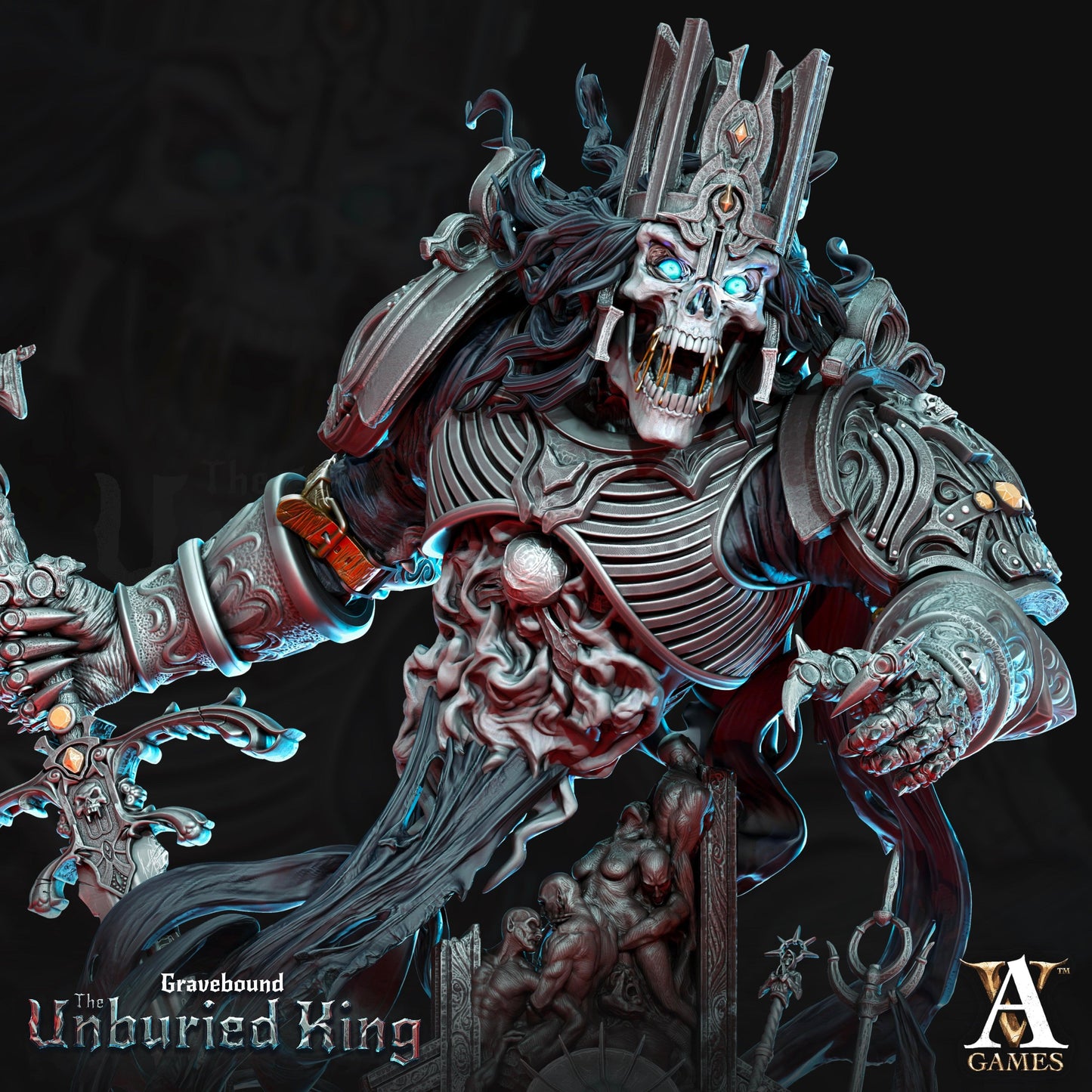 3D Printed Archvillain Games Atrum Rex - Gravebound The Unburied King 28 32mm D&D - 3D Printing Boss 