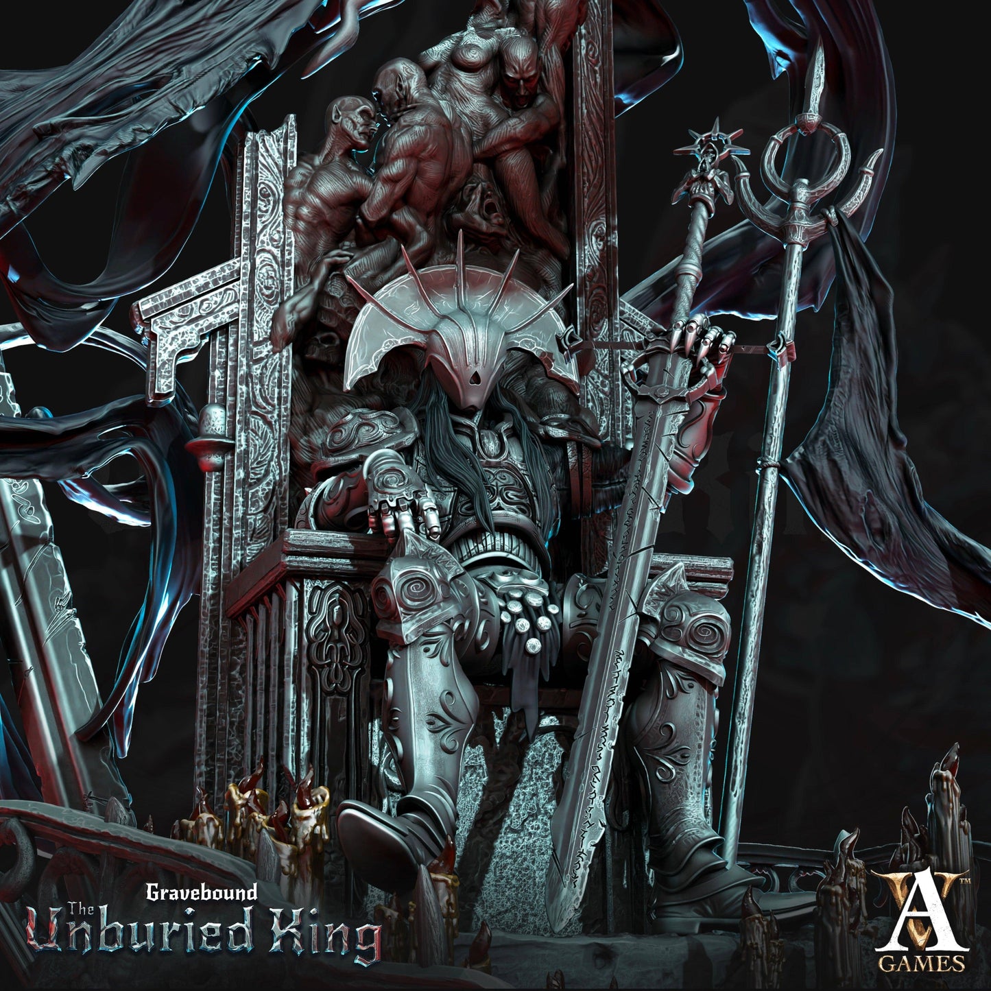 3D Printed Archvillain Games Atrum Rex - Gravebound The Unburied King 28 32mm D&D - 3D Printing Boss 