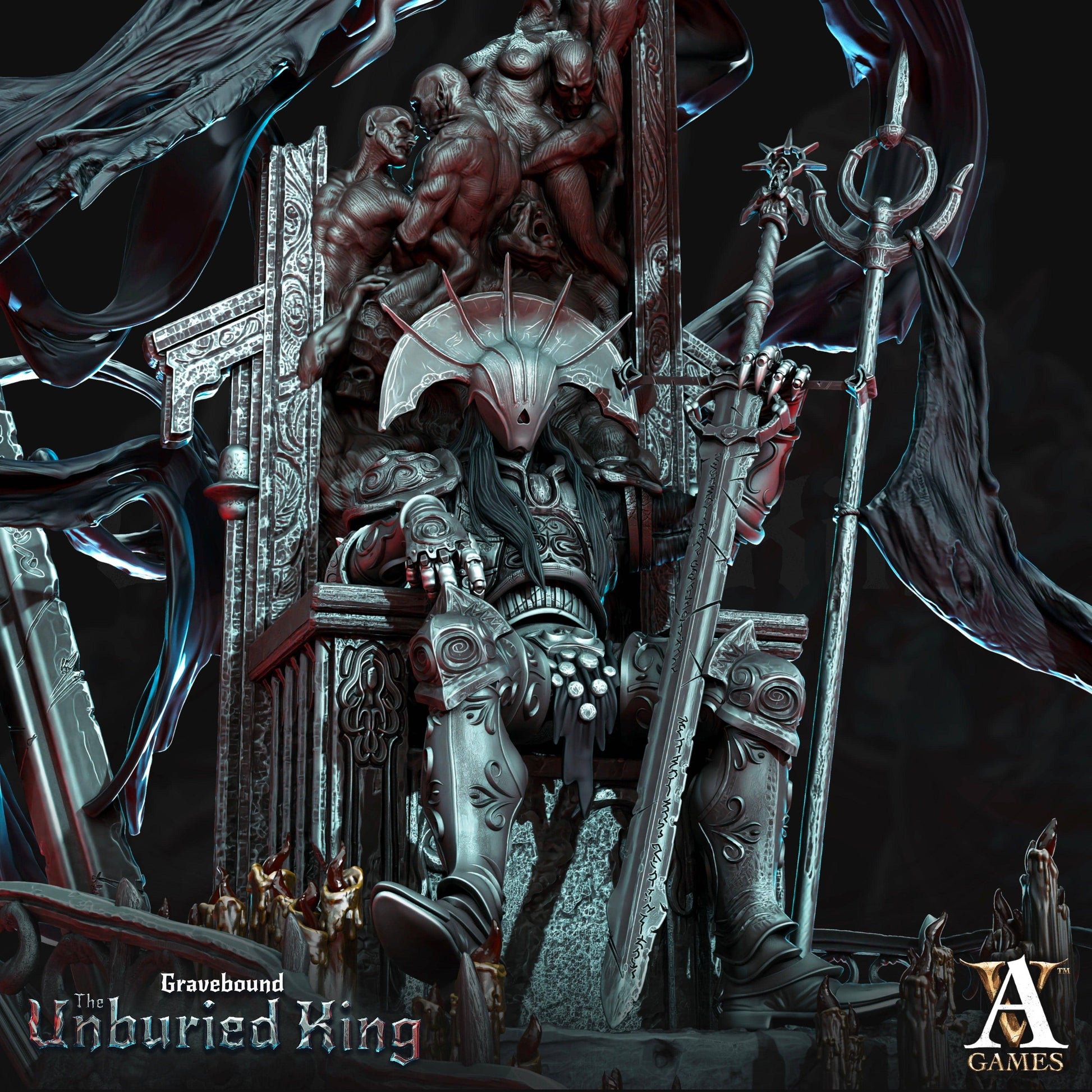 3D Printed Archvillain Games Atrum Rex - Gravebound The Unburied King 28 32mm D&D - 3D Printing Boss 