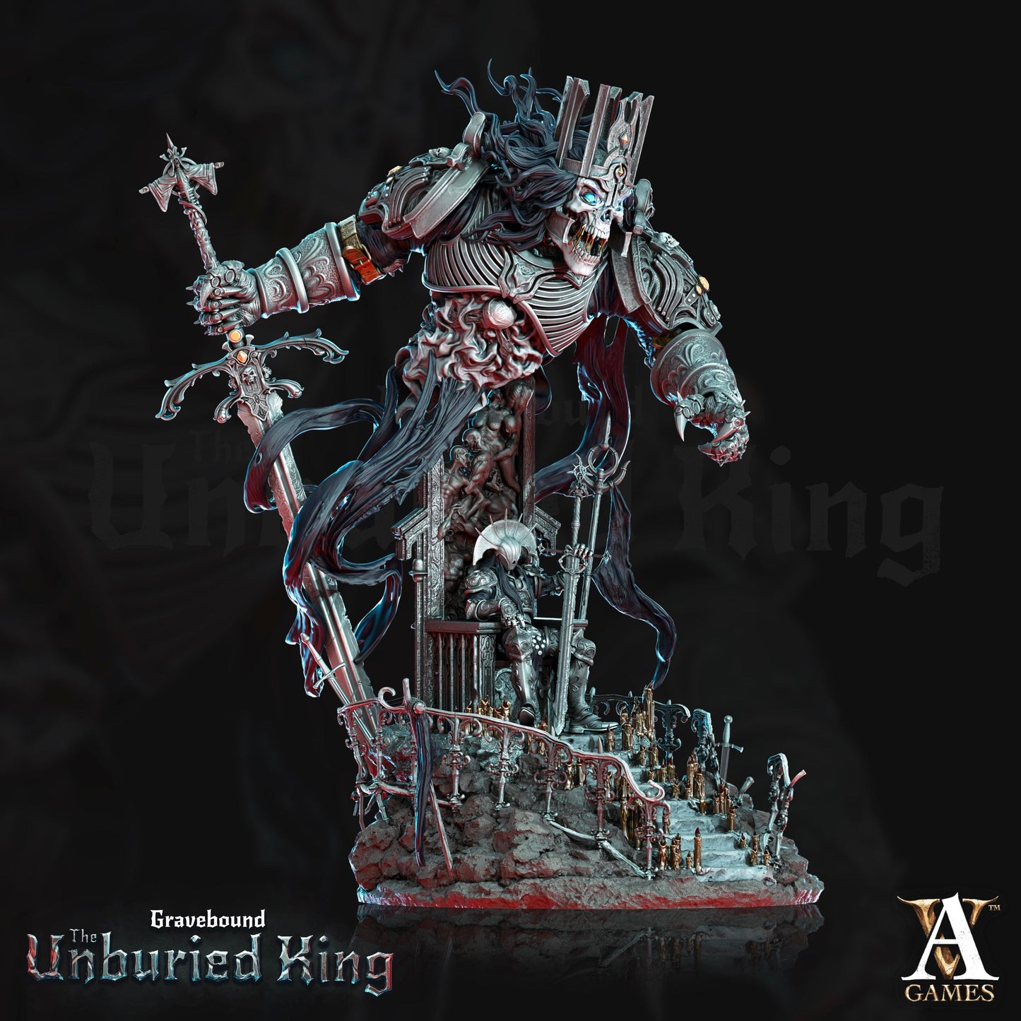 3D Printed Archvillain Games Atrum Rex - Gravebound The Unburied King 28 32mm D&D - 3D Printing Boss 