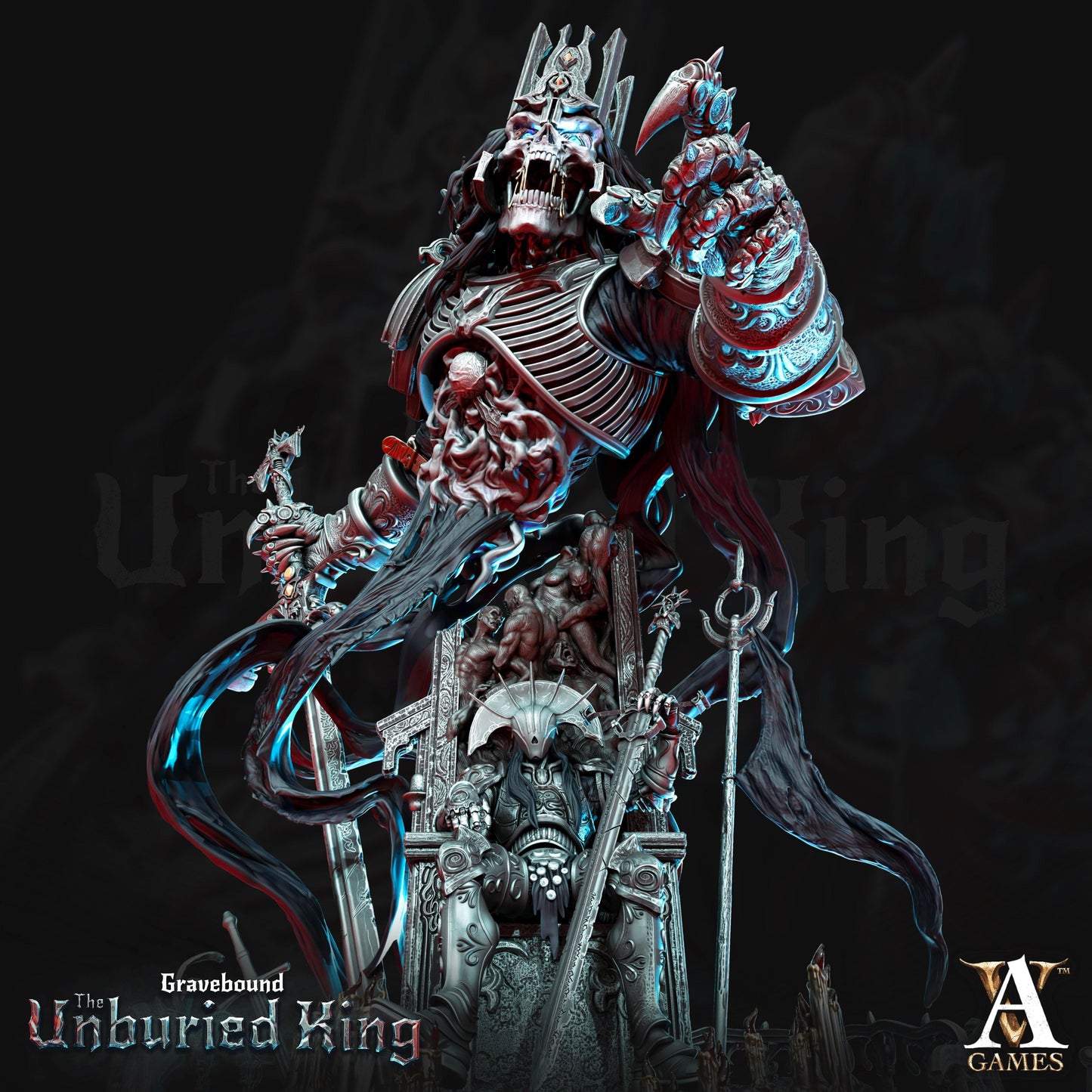 3D Printed Archvillain Games Atrum Rex - Gravebound The Unburied King 28 32mm D&D - 3D Printing Boss 