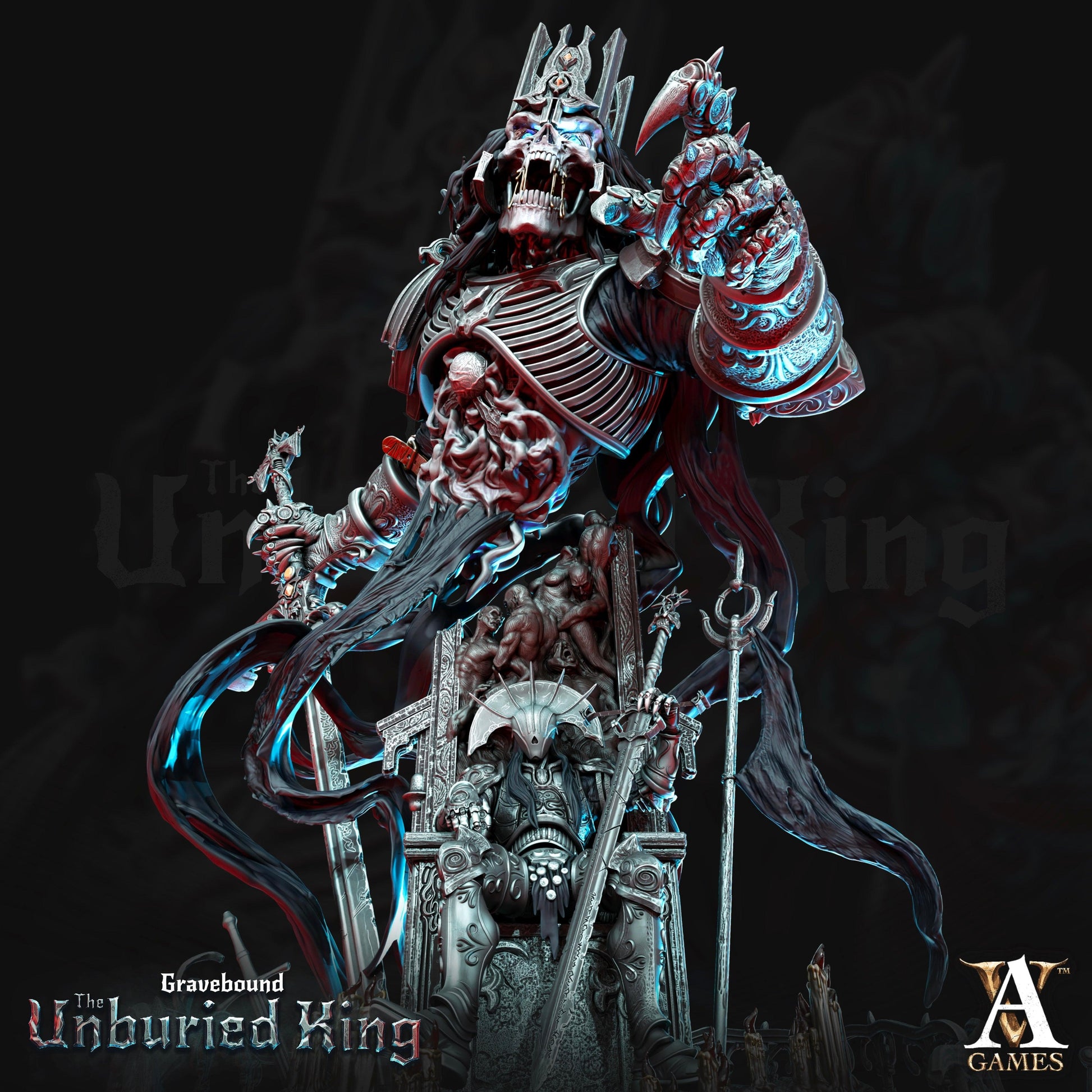 3D Printed Archvillain Games Atrum Rex - Gravebound The Unburied King 28 32mm D&D - 3D Printing Boss 