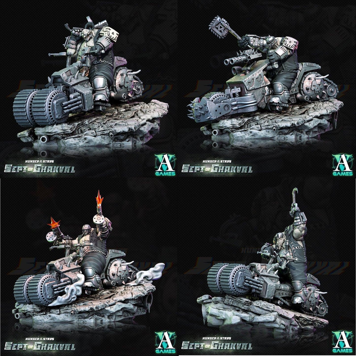 3D Printed Archvillain Games Ghakval Bikers Hunger of the Stars 28 32mm D&D - 3D Printing Boss 