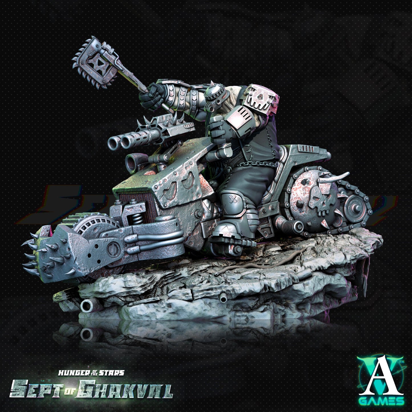 3D Printed Archvillain Games Ghakval Bikers Hunger of the Stars 28 32mm D&D - 3D Printing Boss 