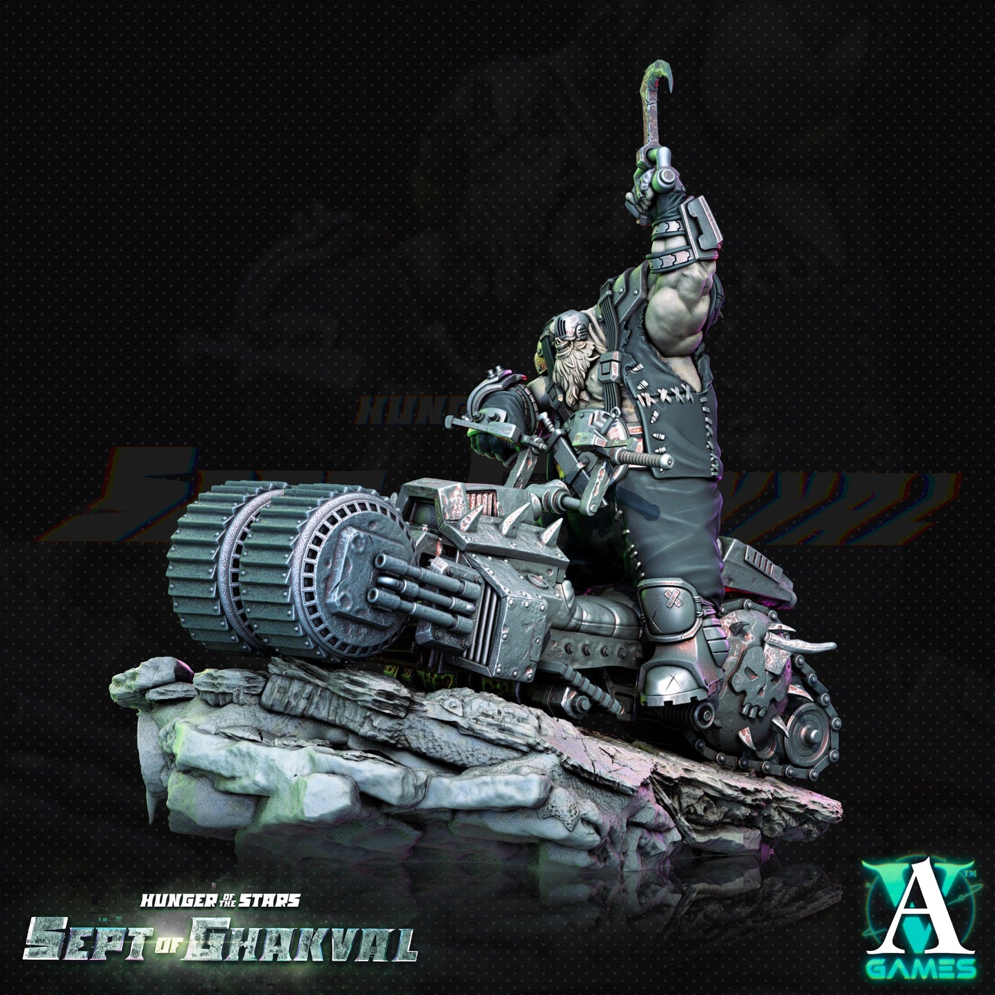3D Printed Archvillain Games Ghakval Bikers Hunger of the Stars 28 32mm D&D - 3D Printing Boss 