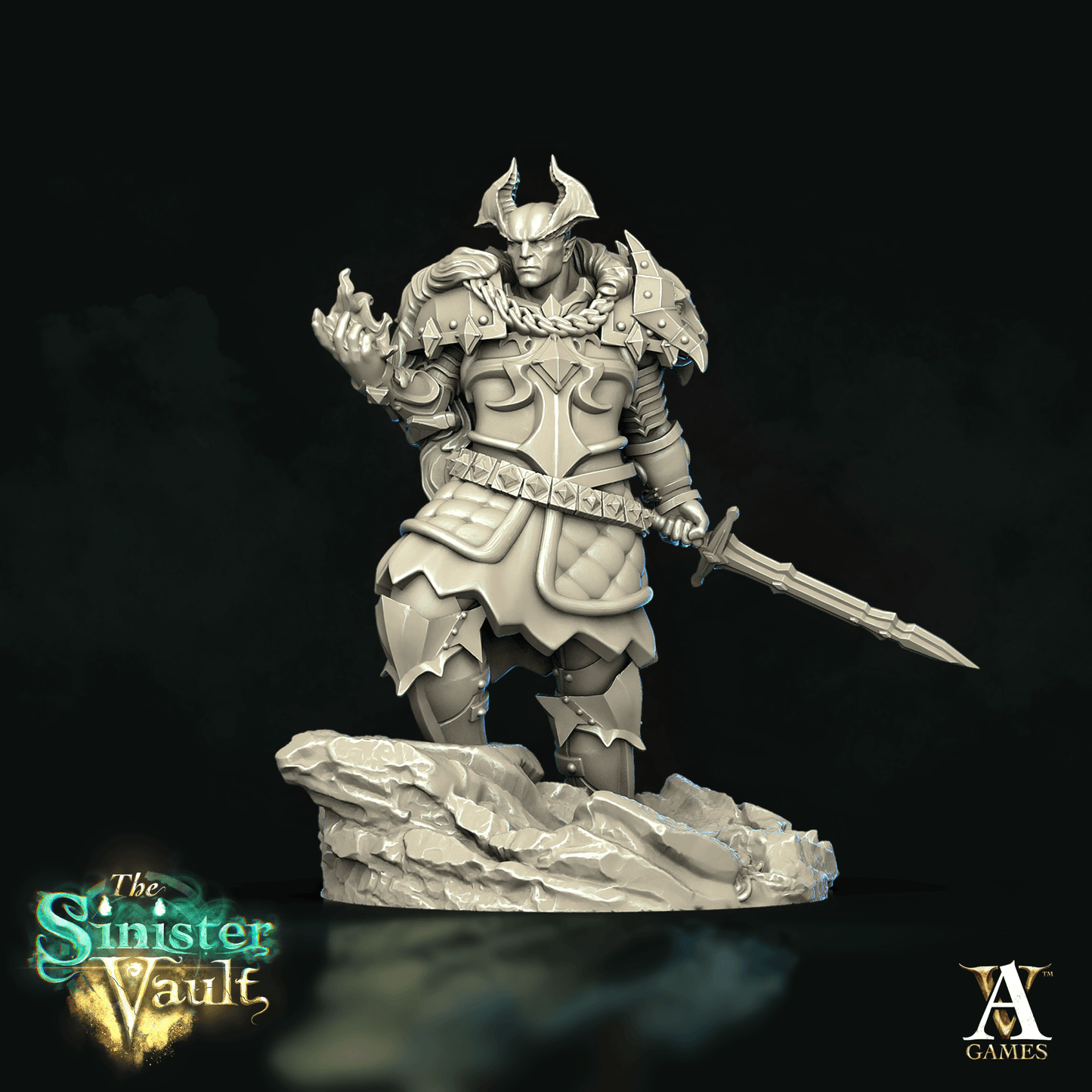 3D Printed Archvillain Games Kalineas the Broken Death Knight The Sinister Vault 28 32mm D&D - 3D Printing Boss 