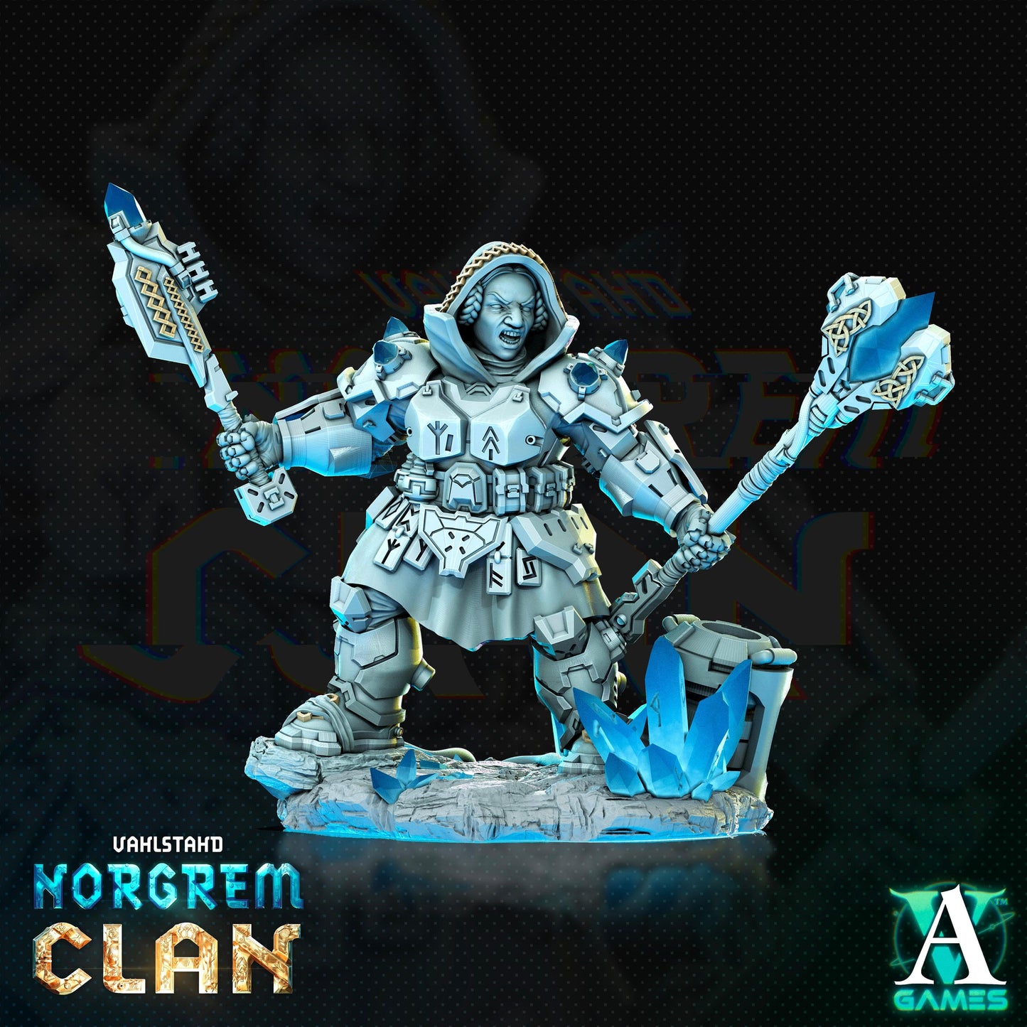 3D Printed Archvillain Games Norgrem Gemsourcers Vahlstahd - Norgrem Clan 28 32mm D&D - 3D Printing Boss 