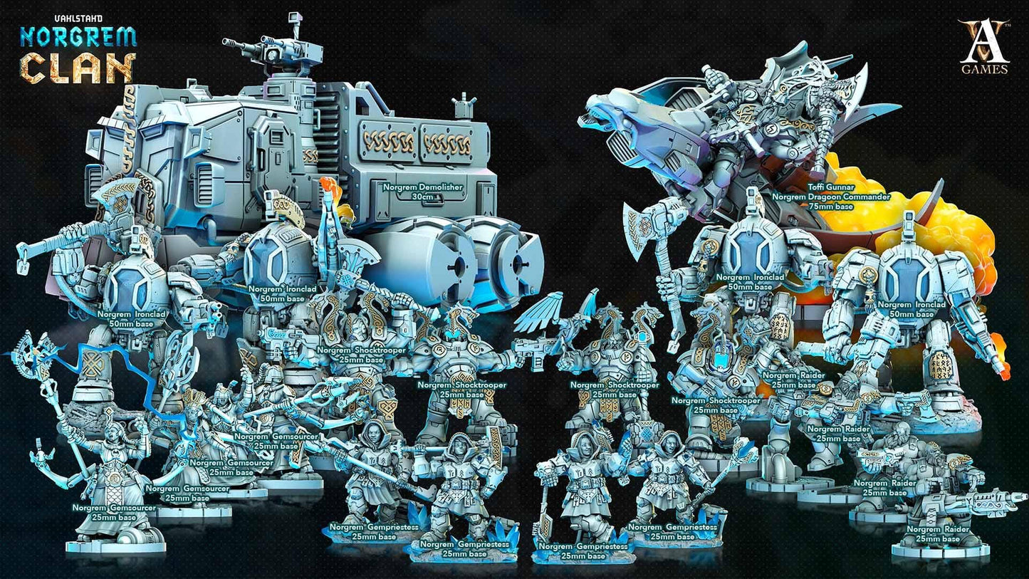 3D Printed Archvillain Games Norgrem Gemsourcers Vahlstahd - Norgrem Clan 28 32mm D&D - 3D Printing Boss 