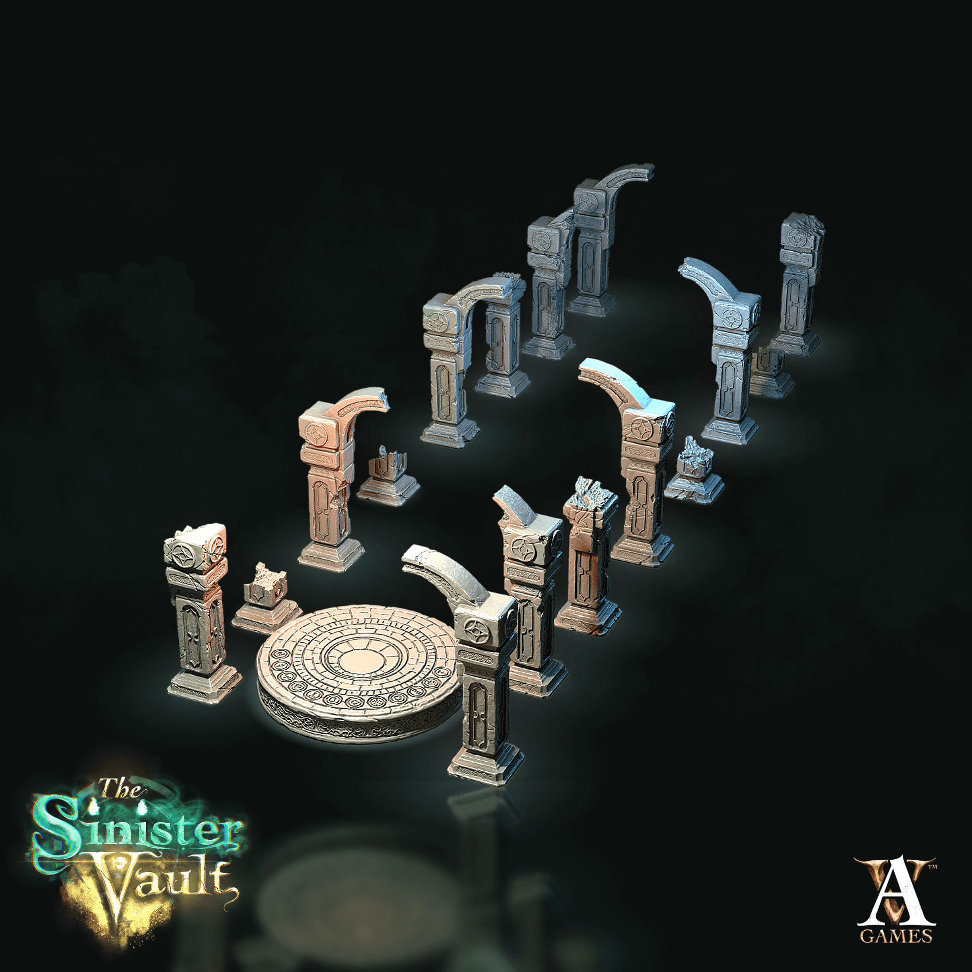 3D Printed Archvillain Games Portal and Pillars The Sinister Vault 28 32mm D&D - 3D Printing Boss 