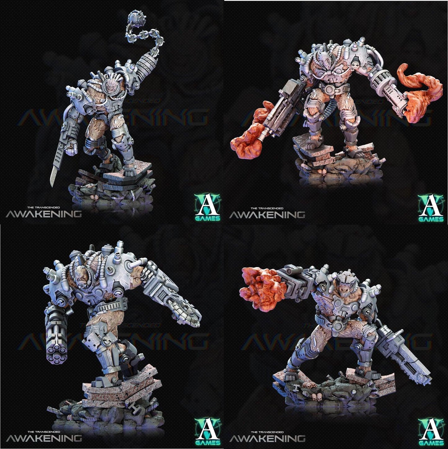3D Printed Archvillain Games Trancended Fleshgrafts - The Transcended 28 32mm D&D - 3D Printing Boss 