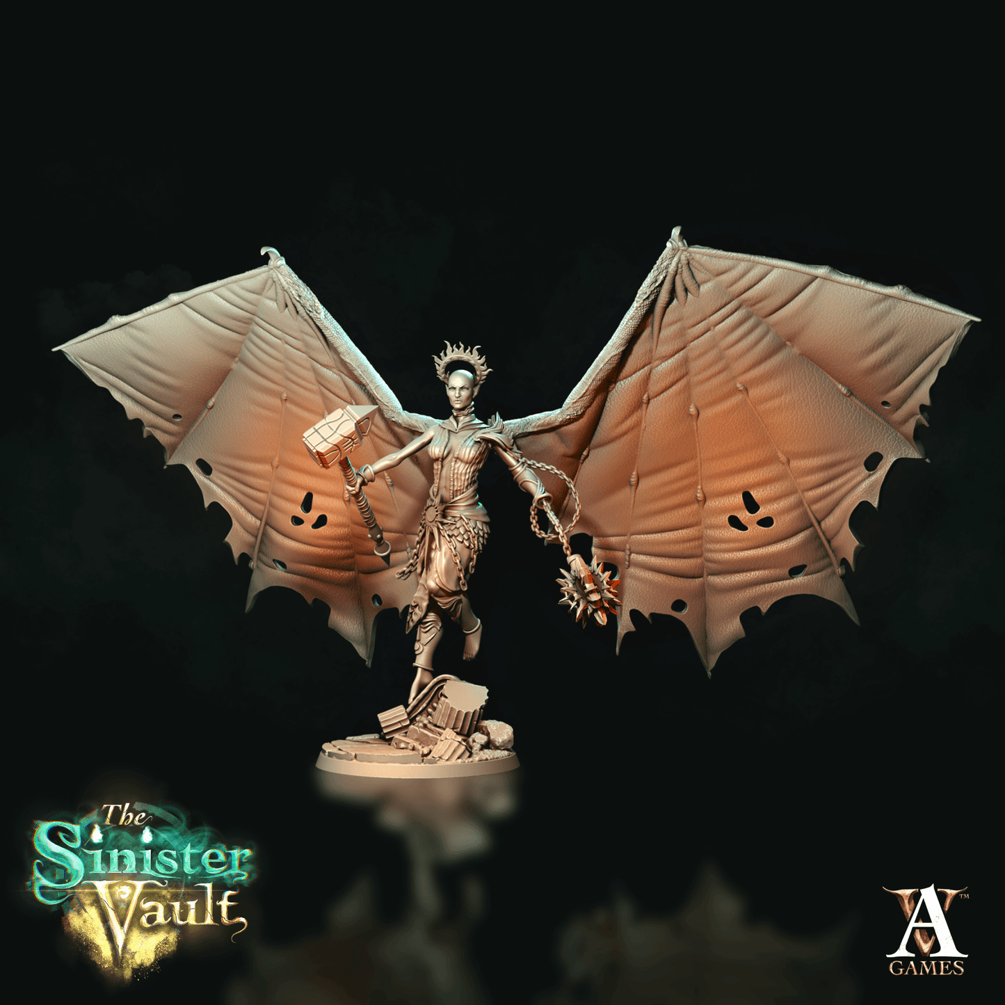 3D Printed Archvillain Games Zadkiel the Fallen The Sinister Vault 28 32mm D&D - 3D Printing Boss 