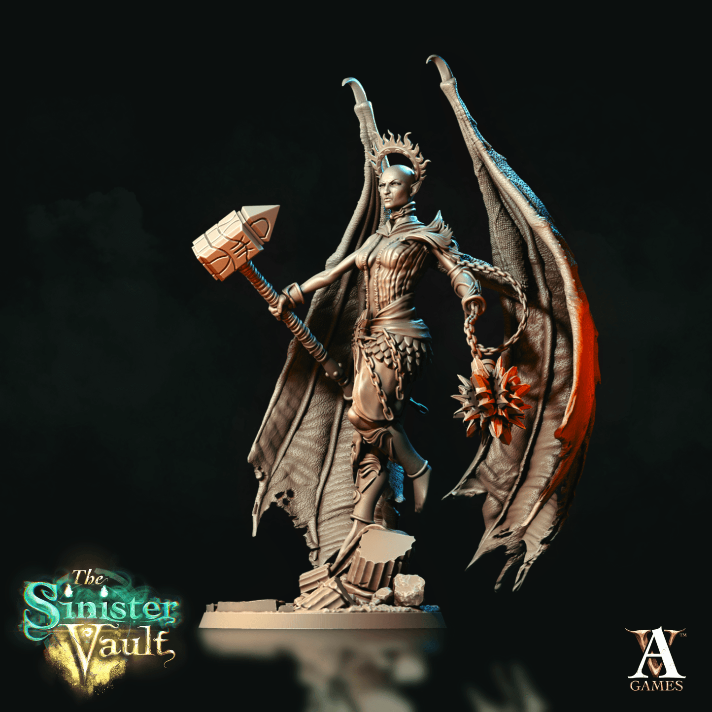 3D Printed Archvillain Games Zadkiel the Fallen The Sinister Vault 28 32mm D&D - 3D Printing Boss 