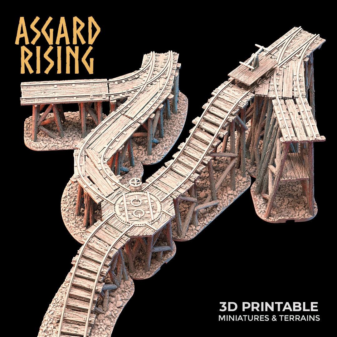 3D Printed Asgard Rising Advanced Dwarven Mines Underground Railroad 28mm - 32mm - 3D Printing Boss 