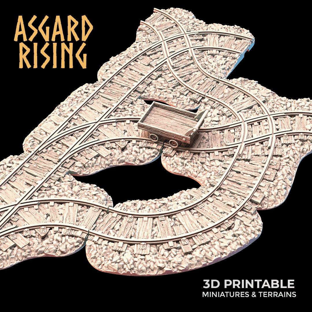 3D Printed Asgard Rising Advanced Dwarven Mines Underground Railroad 28mm - 32mm - 3D Printing Boss 