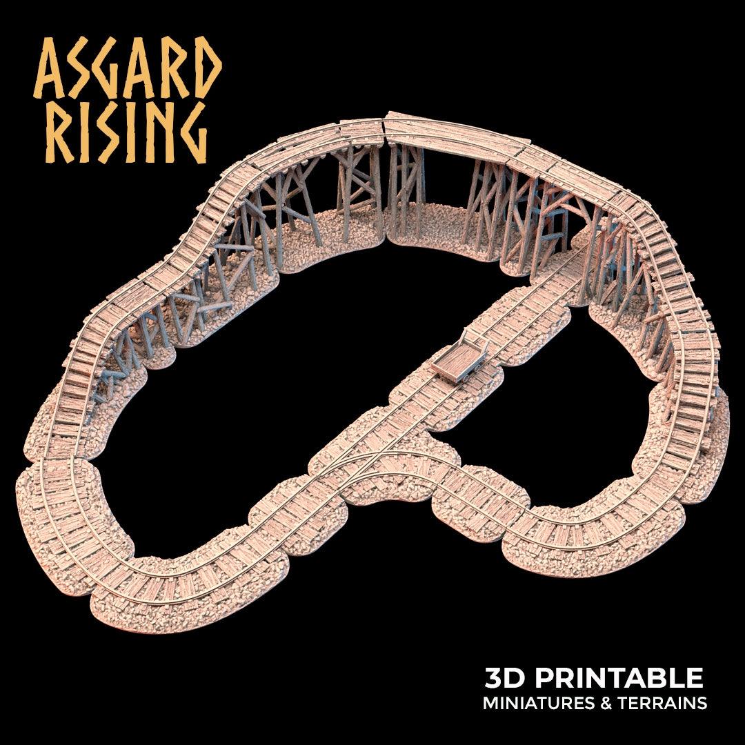 3D Printed Asgard Rising Advanced Dwarven Mines Underground Railroad 28mm - 32mm - 3D Printing Boss 