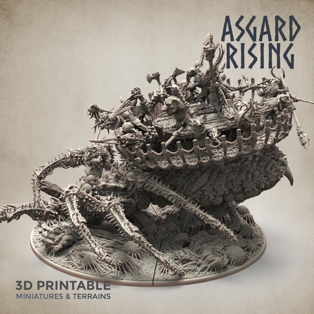 3D Printed Asgard Rising Ancient Spider Queen with Palanquin 32mm D&D - 3D Printing Boss 