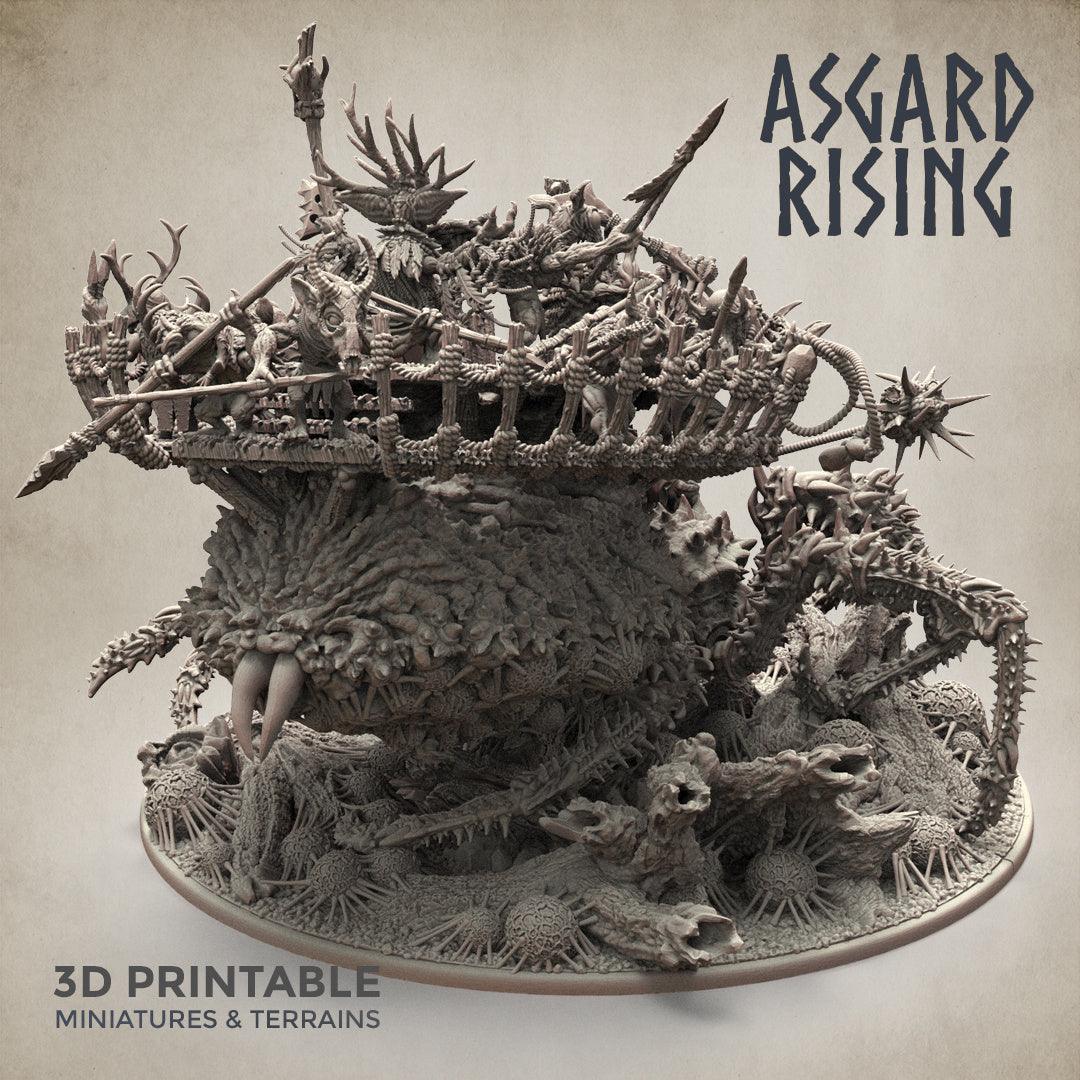 3D Printed Asgard Rising Ancient Spider Queen with Palanquin 32mm D&D - 3D Printing Boss 
