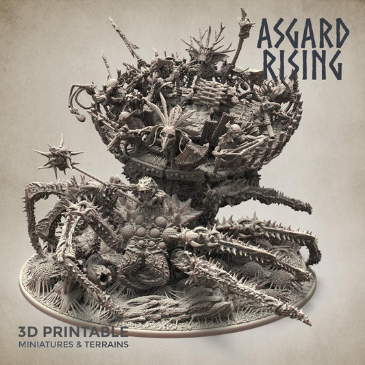 3D Printed Asgard Rising Ancient Spider Queen with Palanquin 32mm D&D - 3D Printing Boss 