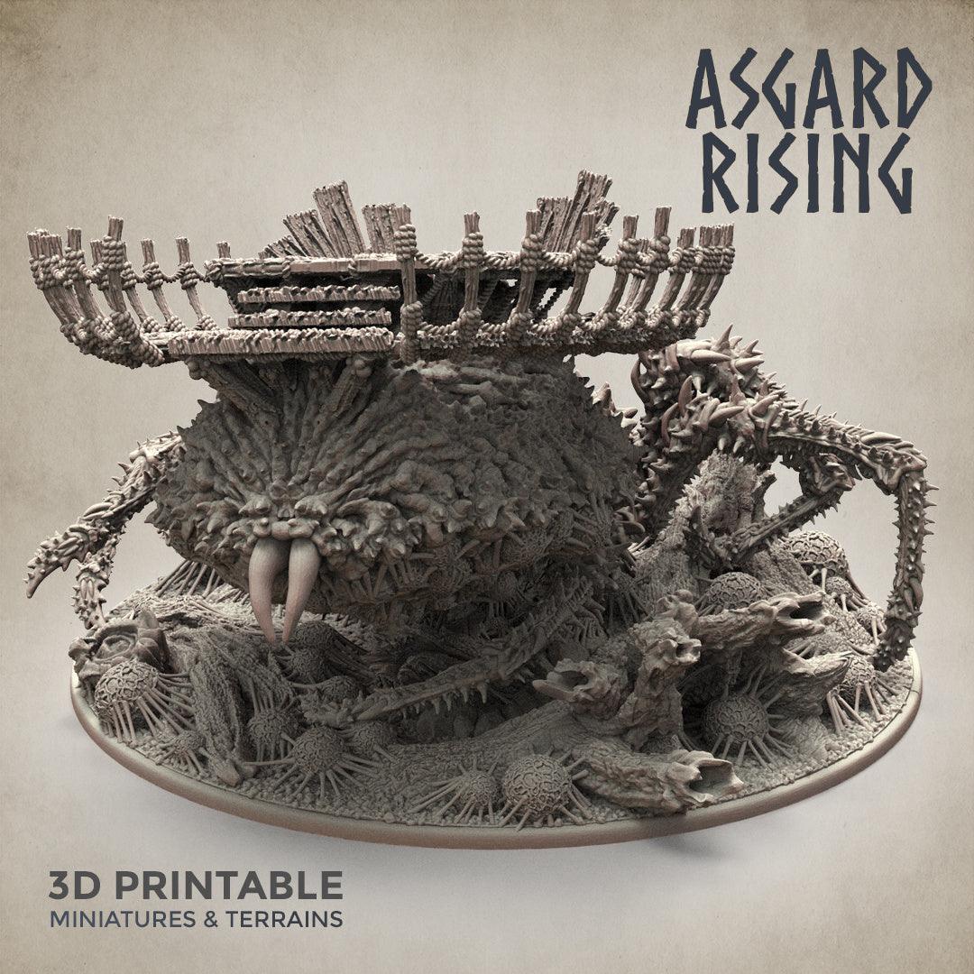 3D Printed Asgard Rising Ancient Spider Queen with Palanquin 32mm D&D - 3D Printing Boss 