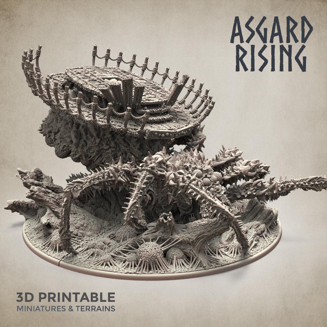 3D Printed Asgard Rising Ancient Spider Queen with Palanquin 32mm D&D - 3D Printing Boss 