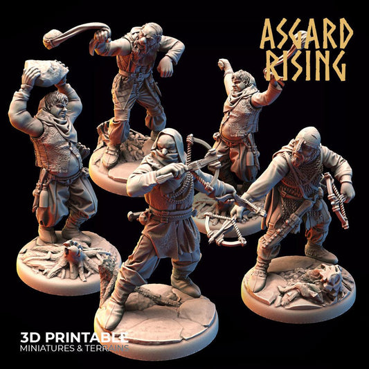 3D Printed Asgard Rising Bandit Deserters Slingers Modular Warband 28mm - 32mm - 3D Printing Boss 