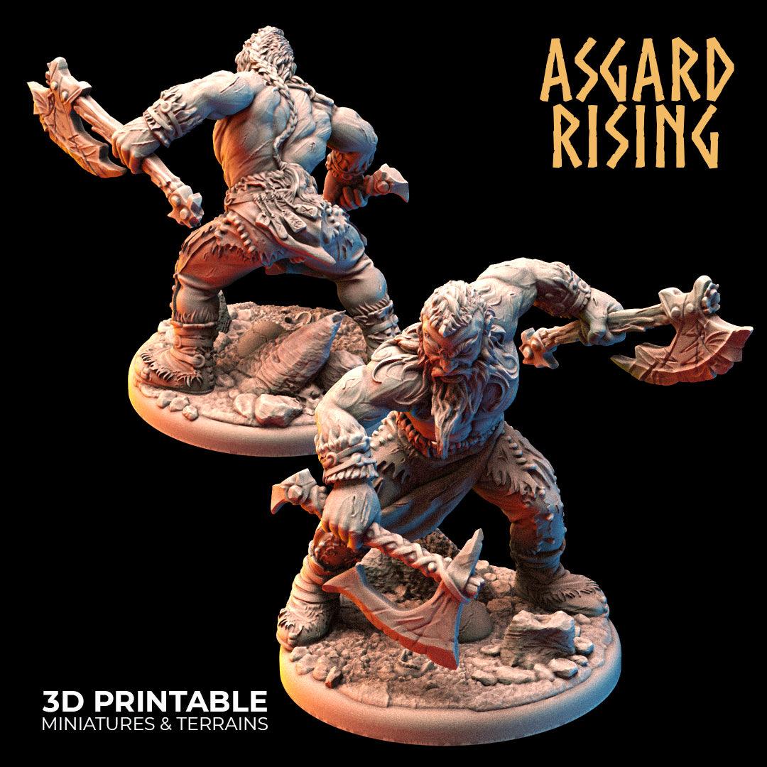 3D Printed Asgard Rising Berserker Miniature  - 28mm 32mm D&D - 3D Printing Boss 