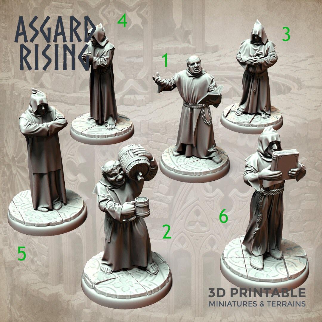 3D Printed Asgard Rising Brother Monks Set 28mm - 32mm Ragnarok D&D - 3D Printing Boss 