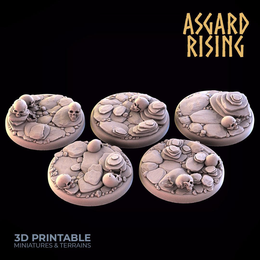 3D Printed Asgard Rising Burial Ground Round Base Set 25 28 32 35mm D&D - 3D Printing Boss 