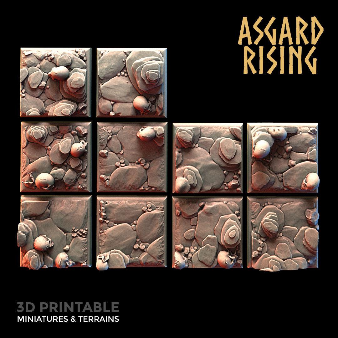 3D Printed Asgard Rising Burial Ground Square Bases 25 28 32 35mm D&D - 3D Printing Boss 