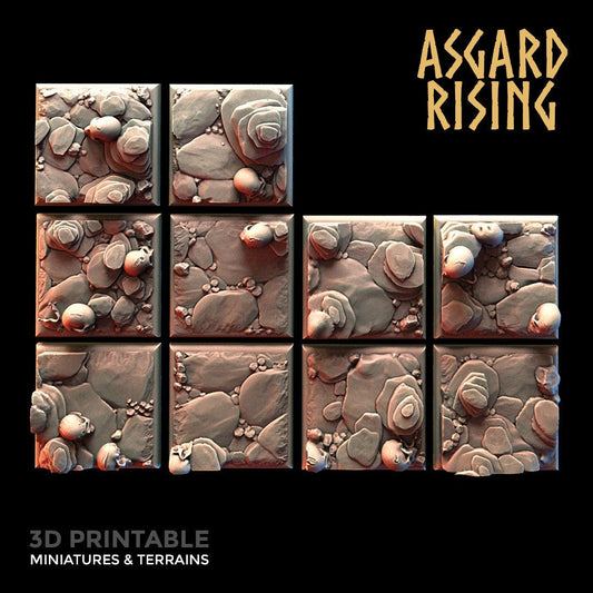3D Printed Asgard Rising Burial Ground Square Bases 25 28 32 35mm D&D - 3D Printing Boss 