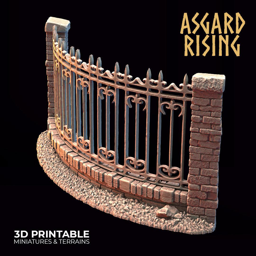 3D Printed Asgard Rising Cemetery Iron Wall Gate Set A 28mm-32mm Ragnarok D&D - 3D Printing Boss 