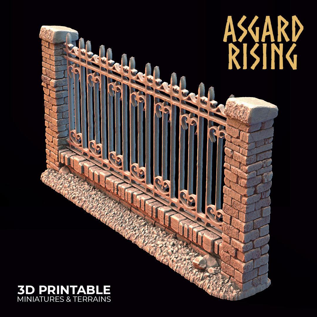 3D Printed Asgard Rising Cemetery Iron Wall Gate Set A 28mm-32mm Ragnarok D&D - 3D Printing Boss 
