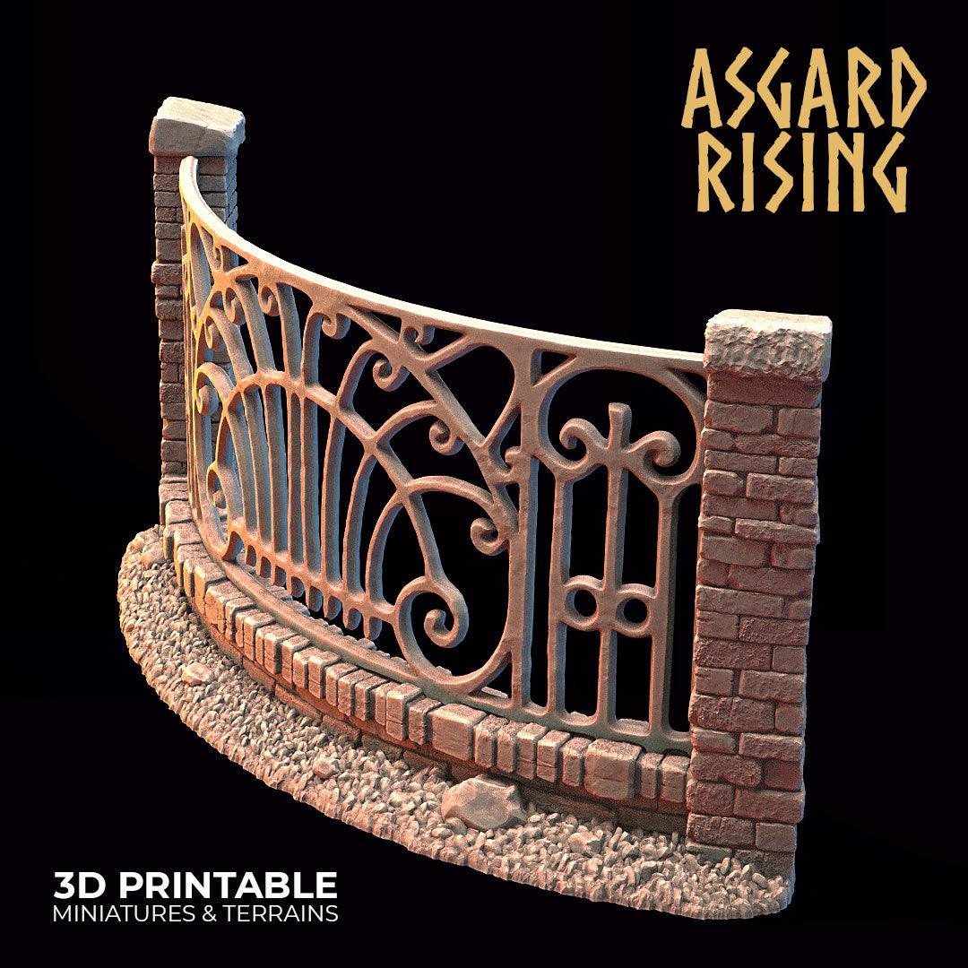 3D Printed Asgard Rising Cemetery Iron Wall Gate Set B 28mm-32mm Ragnarok D&D - 3D Printing Boss 