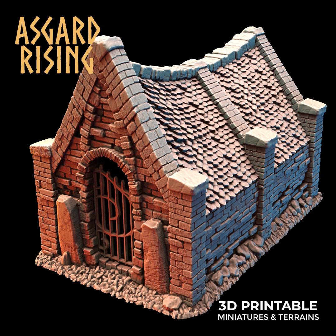 3D Printed Asgard Rising Cemetery Mausoleum 28mm-32mm Ragnarok D&D - 3D Printing Boss 