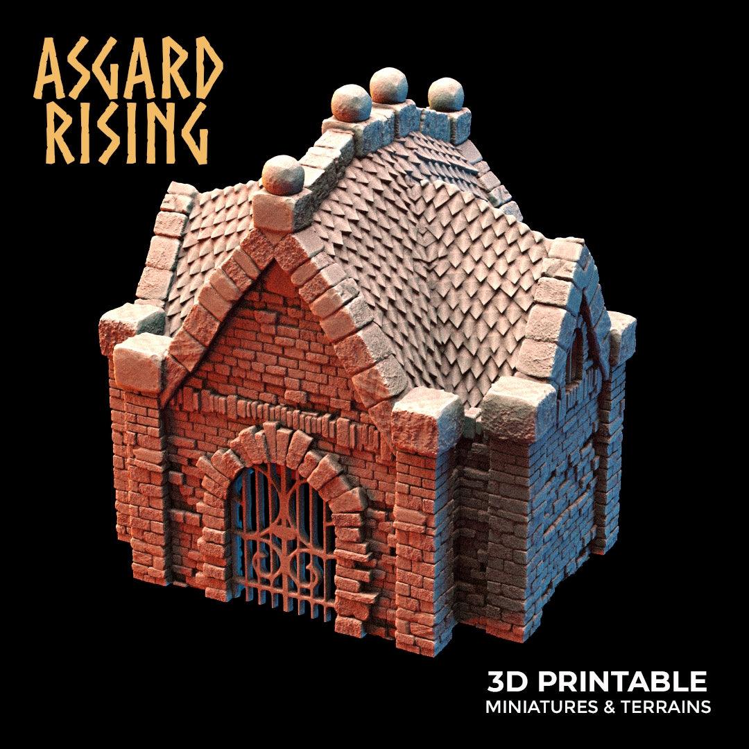 3D Printed Asgard Rising Cemetery Mausoleum Set 28mm-32mm Ragnarok D&D - 3D Printing Boss 