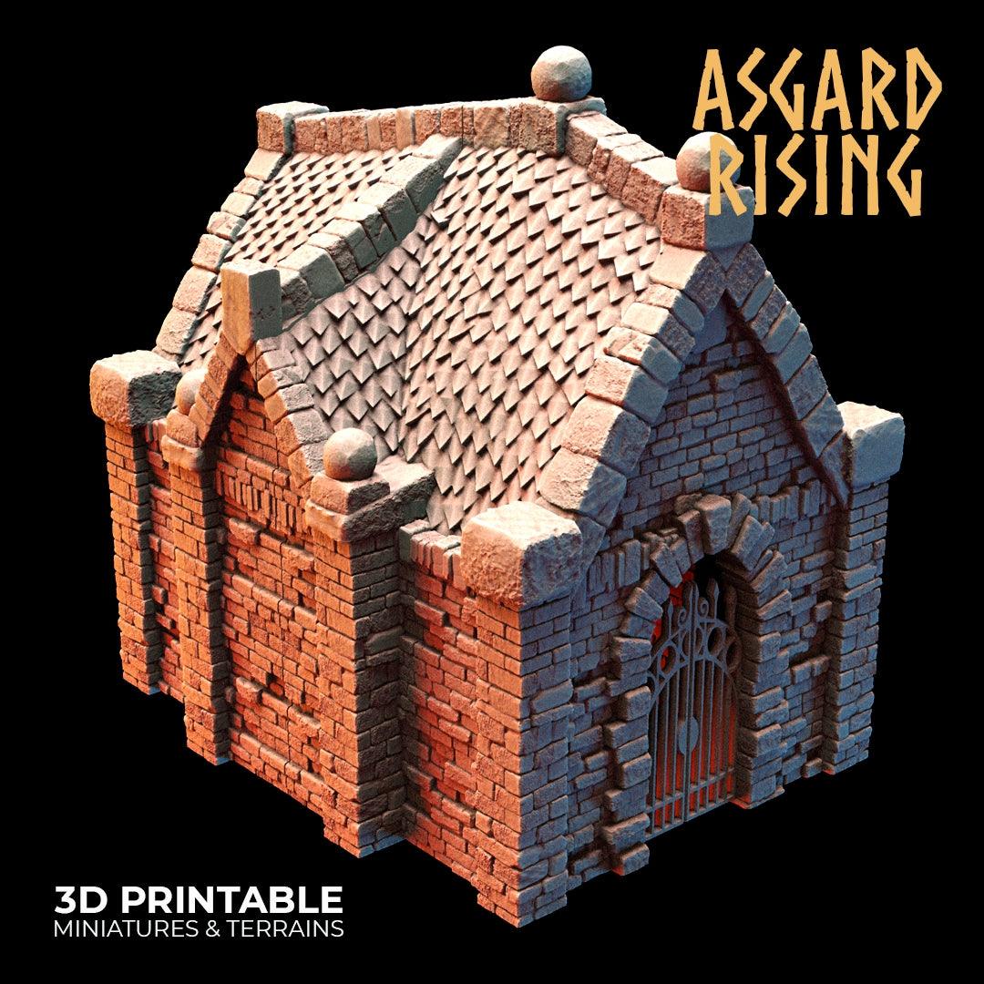 3D Printed Asgard Rising Cemetery Mausoleum Set 28mm-32mm Ragnarok D&D - 3D Printing Boss 