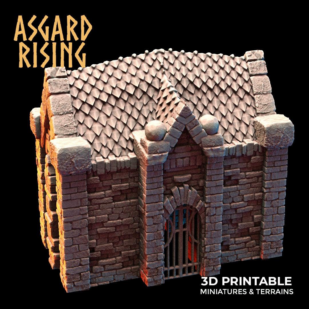 3D Printed Asgard Rising Cemetery Mausoleum Set 28mm-32mm Ragnarok D&D - 3D Printing Boss 