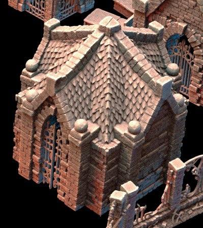 3D Printed Asgard Rising Cemetery Mausoleum Set 28mm-32mm Ragnarok D&D - 3D Printing Boss 