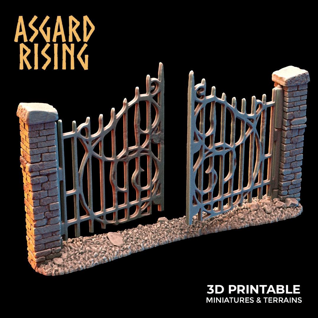3D Printed Asgard Rising Cemetery Stone Wall Fence Set 28mm-32mm Ragnarok D&D - 3D Printing Boss 