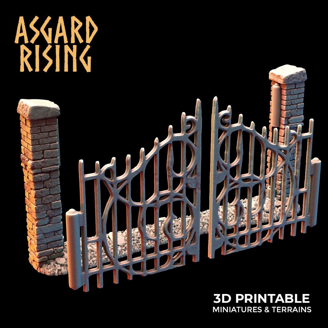 3D Printed Asgard Rising Cemetery Stone Wall Fence Set 28mm-32mm Ragnarok D&D - 3D Printing Boss 