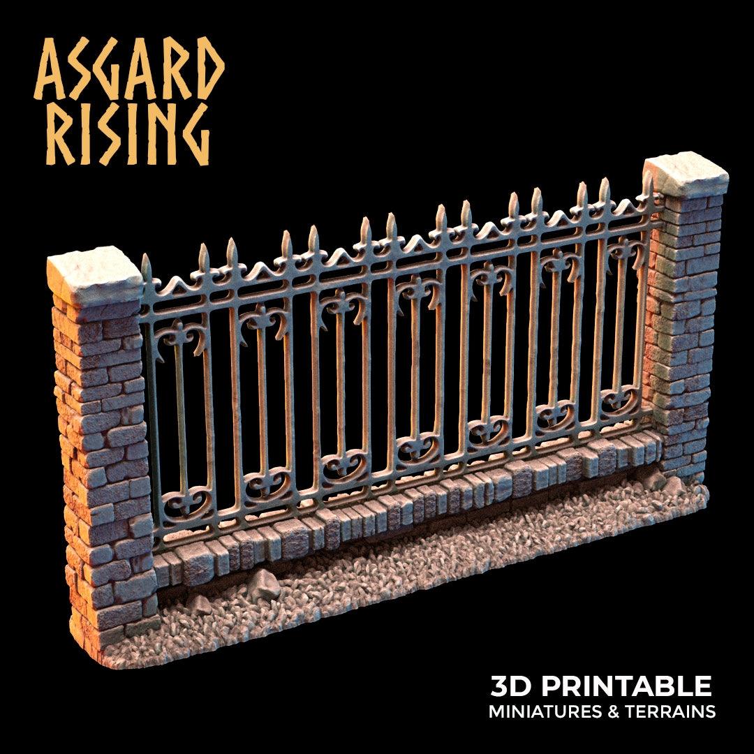 3D Printed Asgard Rising Cemetery Stone Wall Fence Set 28mm-32mm Ragnarok D&D - 3D Printing Boss 