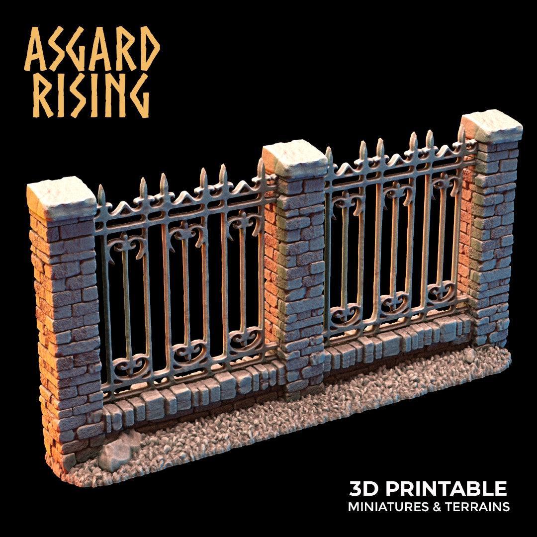3D Printed Asgard Rising Cemetery Stone Wall Fence Set 28mm-32mm Ragnarok D&D - 3D Printing Boss 