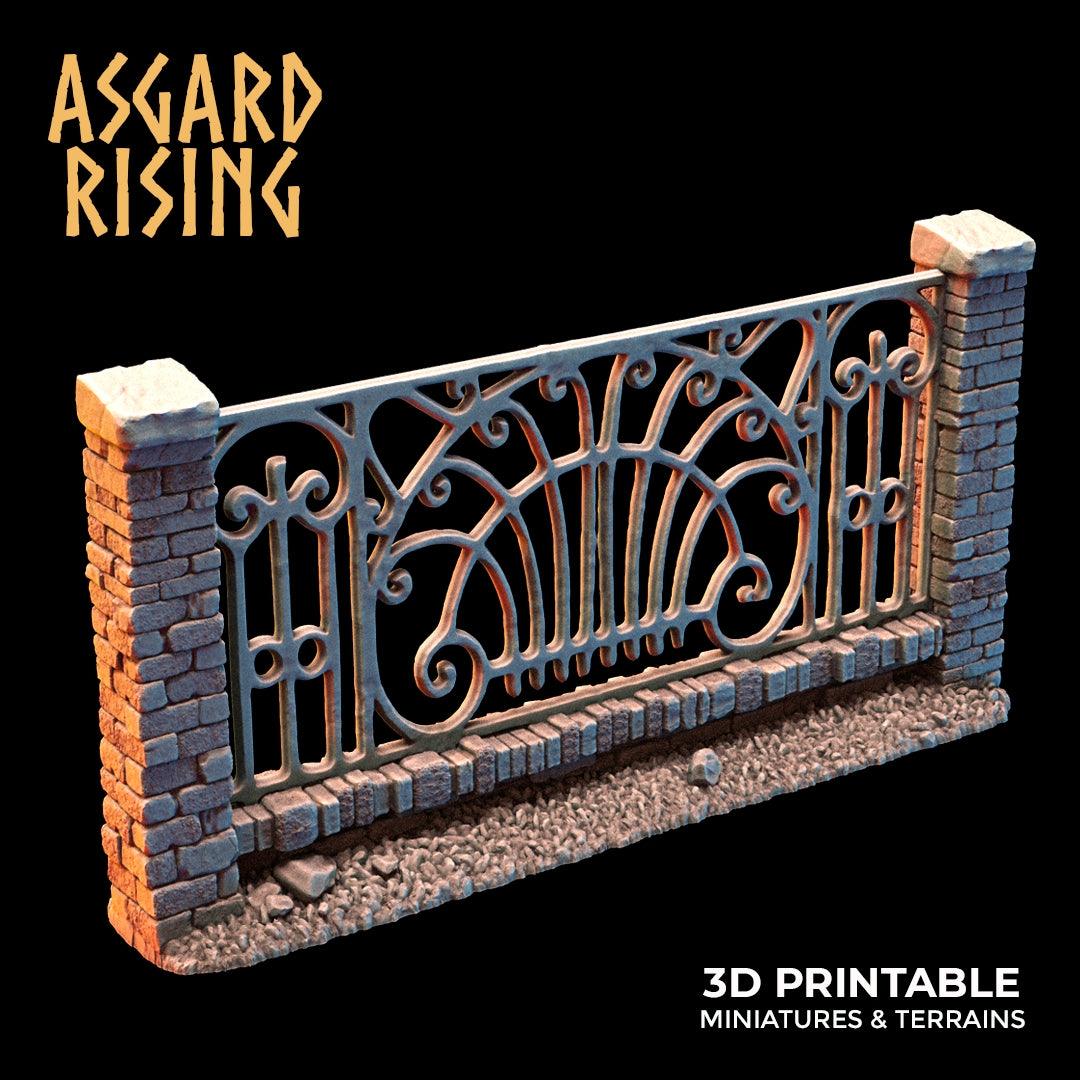 3D Printed Asgard Rising Cemetery Stone Wall Fence Set 28mm-32mm Ragnarok D&D - 3D Printing Boss 