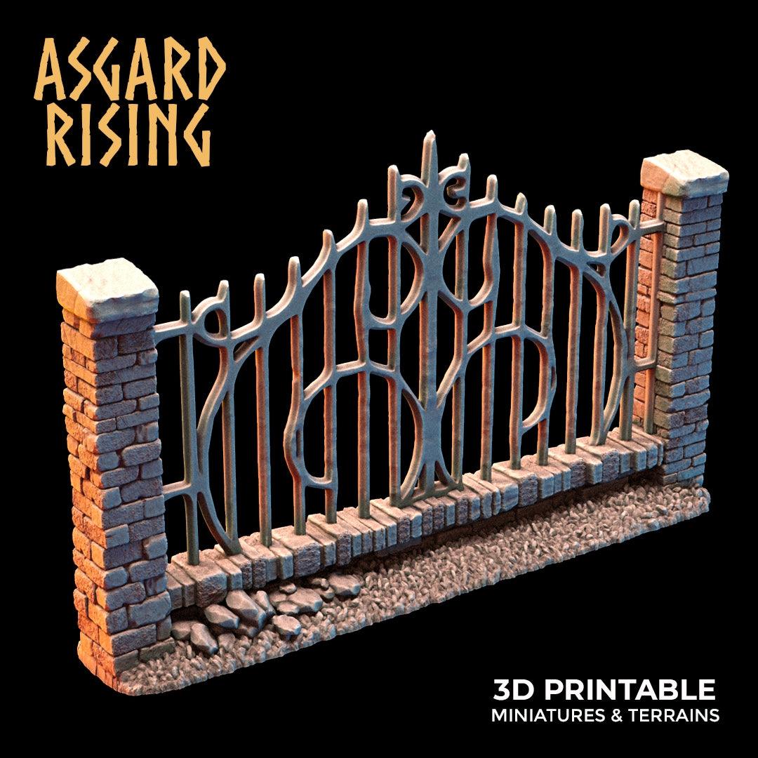 3D Printed Asgard Rising Cemetery Stone Wall Fence Set 28mm-32mm Ragnarok D&D - 3D Printing Boss 