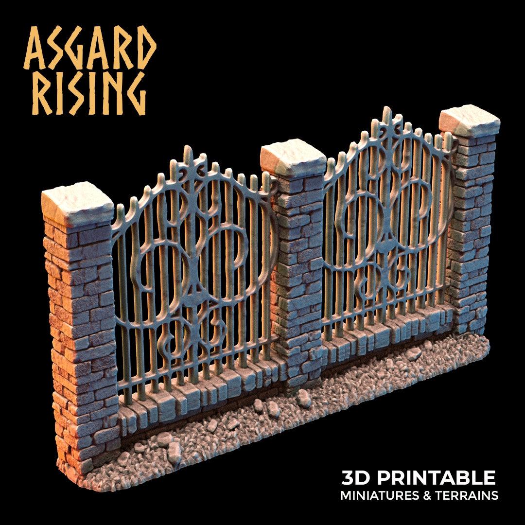 3D Printed Asgard Rising Cemetery Stone Wall Fence Set 28mm-32mm Ragnarok D&D - 3D Printing Boss 