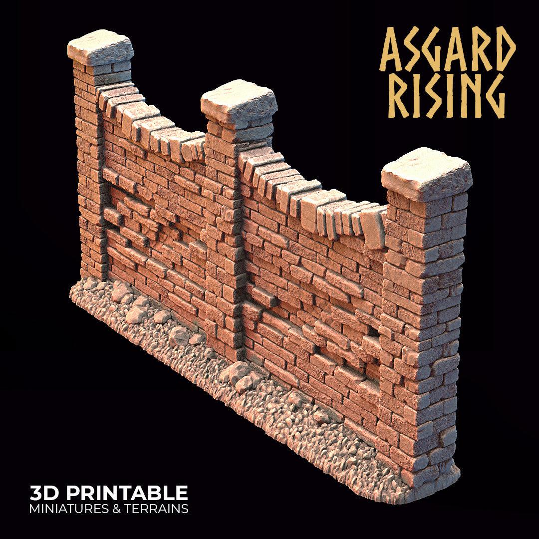 3D Printed Asgard Rising Cemetery Stone Wall Gate Set A 28mm-32mm Ragnarok D&D - 3D Printing Boss 