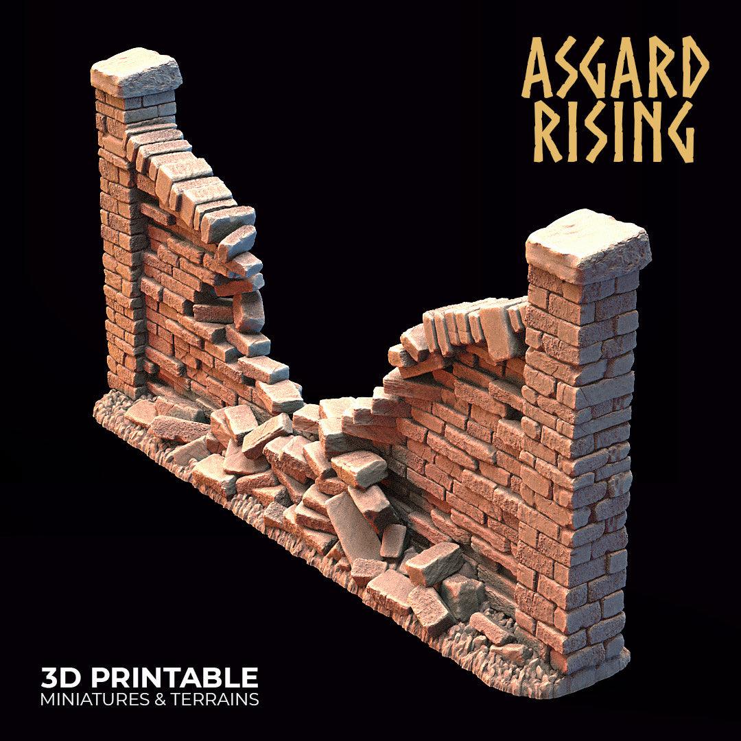 3D Printed Asgard Rising Cemetery Stone Wall Gate Set A 28mm-32mm Ragnarok D&D - 3D Printing Boss 