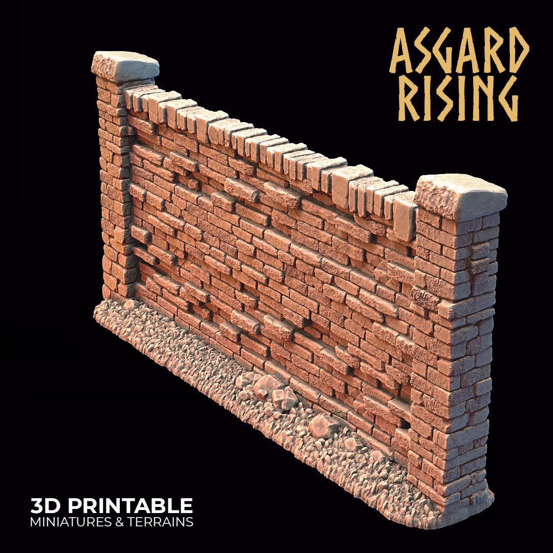 3D Printed Asgard Rising Cemetery Stone Wall Gate Set B 28mm-32mm Ragnarok D&D - 3D Printing Boss 