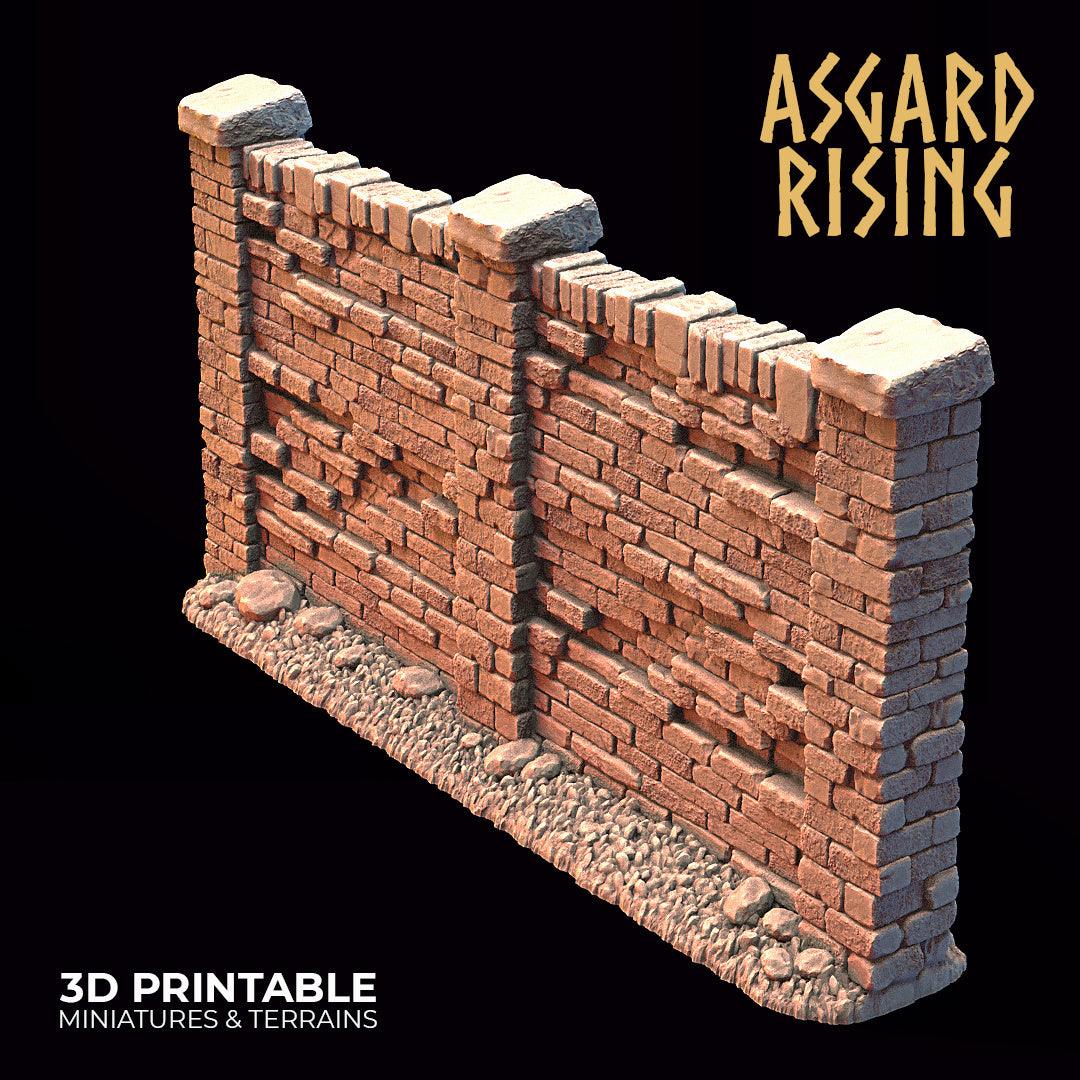 3D Printed Asgard Rising Cemetery Stone Wall Gate Set B 28mm-32mm Ragnarok D&D - 3D Printing Boss 