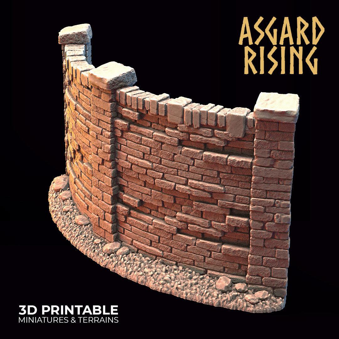 3D Printed Asgard Rising Cemetery Stone Wall Gate Set B 28mm-32mm Ragnarok D&D - 3D Printing Boss 